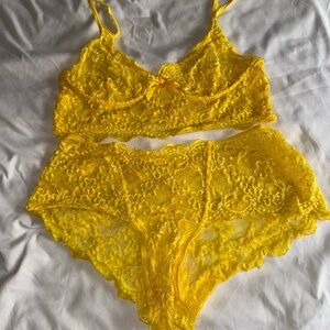 Yellow Lace Bralette and Panty Set